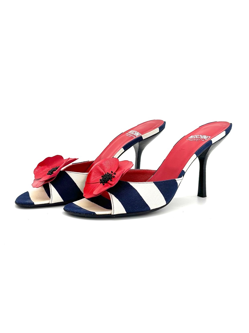 Moschino Cheap and Chic Poppy Flower Slip On Heeled Mules Sandals 37.5